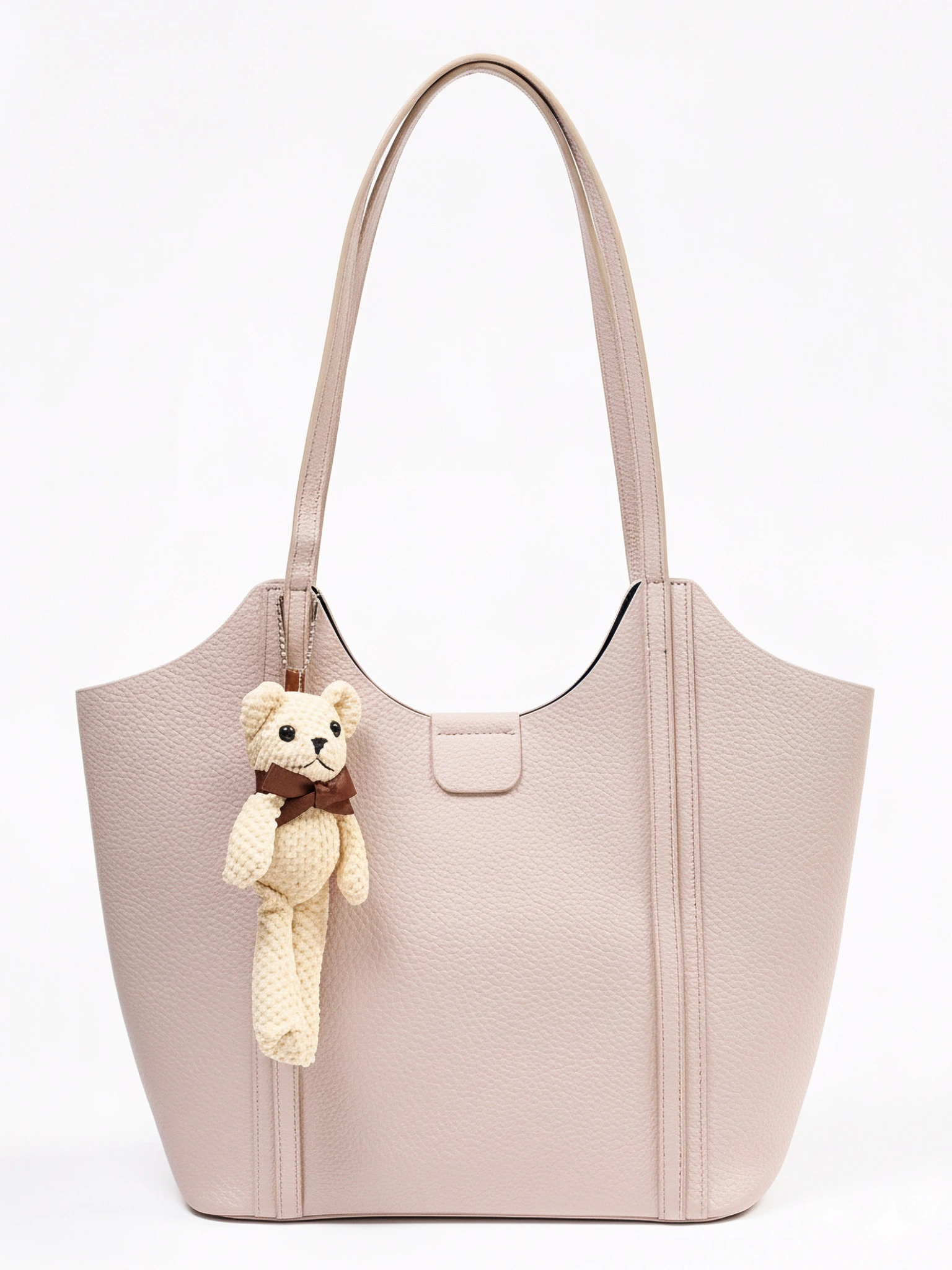 Сумка-тоут с плоскими ручками с брелком-медвежонок в ассортименте